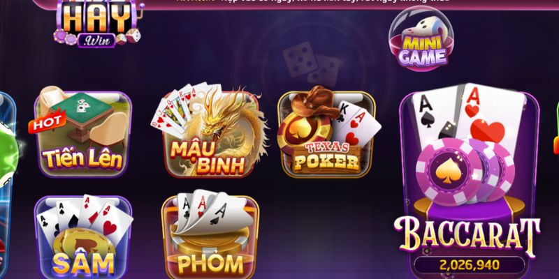 Trải nghiệm sảnh game bài đa dạng 